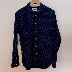 ✅ EXPRESS Fitted Long Sleeve Button Down Collared Shirt 100% Cotton Cool Pattern